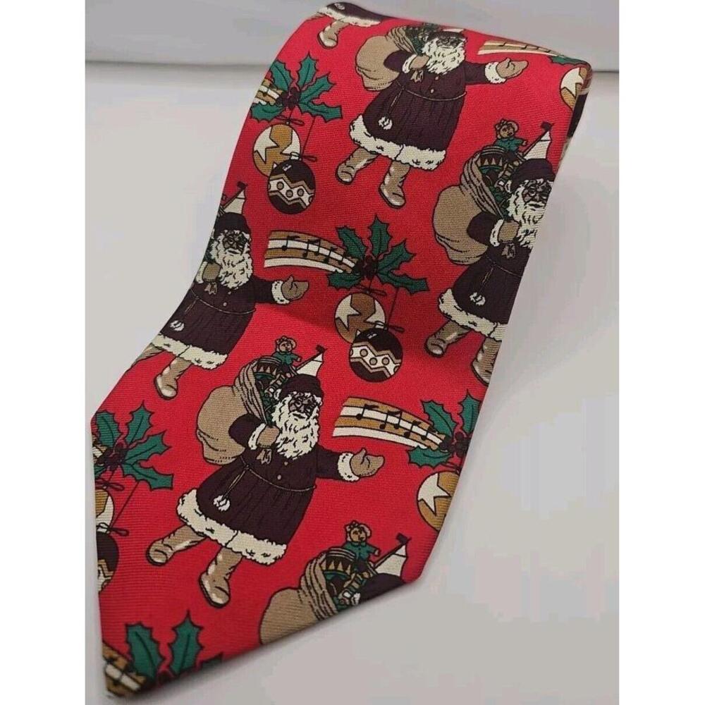 Neiman‎ Marcus Christmas Santa Tie Made In USA 58" x 3.75"